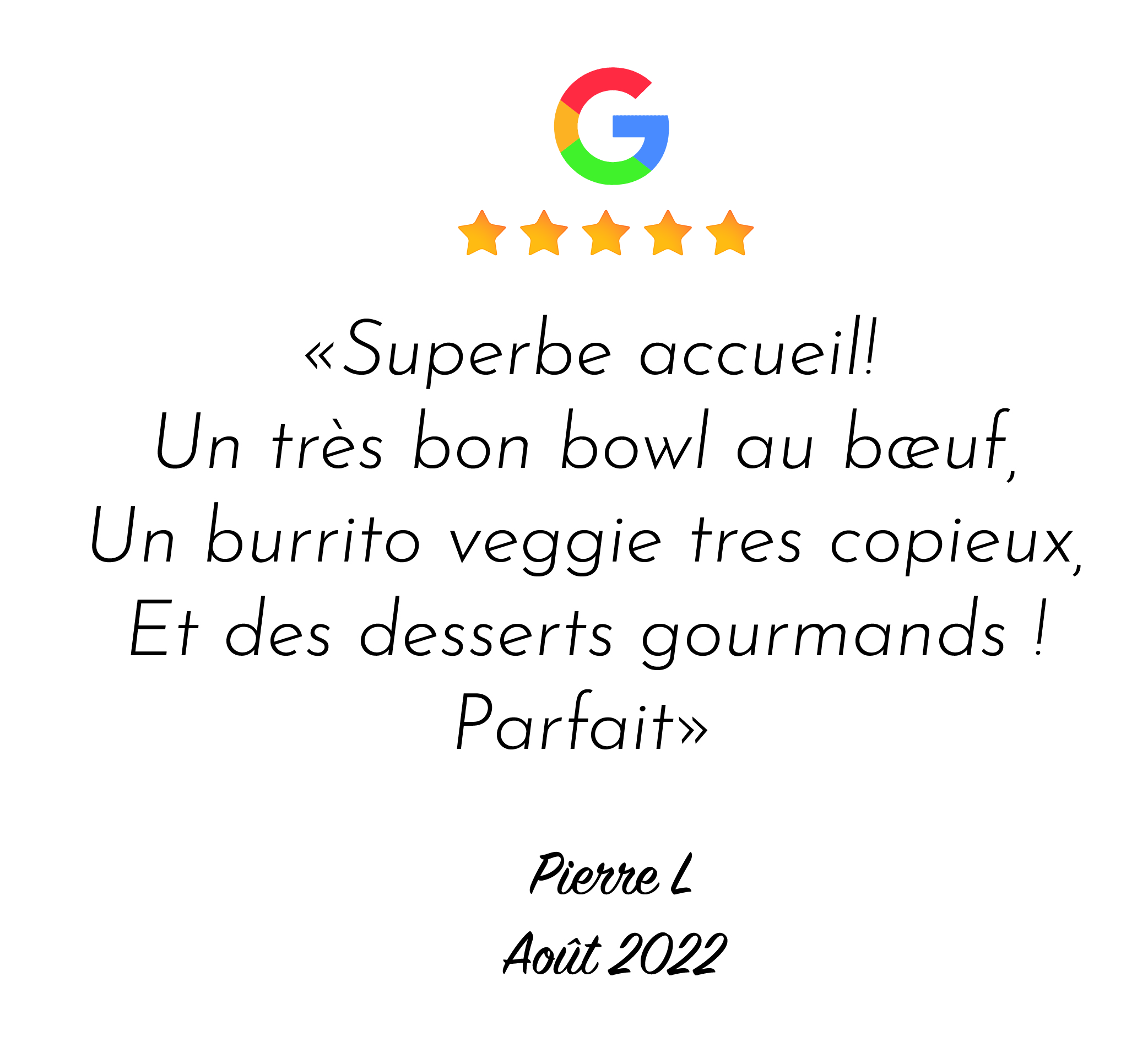 Avis Google Face au Bowl restaurant poke bar Pierre L